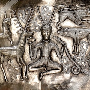 Cernunos Poster, Horned God Poster Print, Gundestrup Cauldron, 200 - 300 Bc Uk, Eu Usa Domestic Shipping UK, EU USA Domestic Shipping