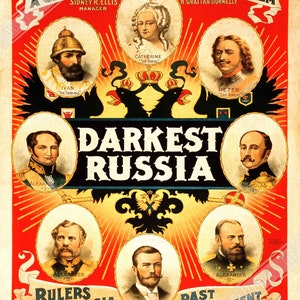 Vintages russisches Plakat Dunkelster Russisch, Ein großes Romanze-Druck-Theater-Plakat Großbritannien, EU-USA-Inlandsversand