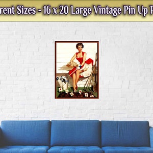 Pin Up Girl Poster, Gil Elvgren, Gardening With Hoe Vintage Art Retro Pin Up Girl Print Late 1940'S 1950'S image 3