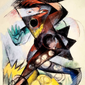 Franz Marc Caliban Figurine For The Tempest Poster Print 1904 UK EU USA Domestic Shipping