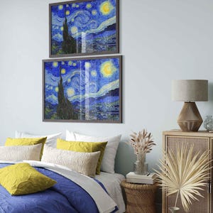 Starry Night Framed Print, Vincent Van Gogh - The Starry Night Framed Poster - Asylum Of St Paul 1889