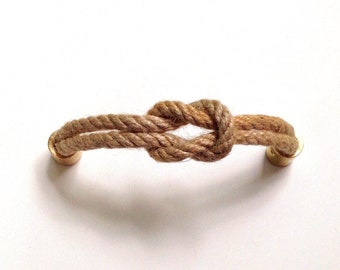 Nautical İnfinity Knot, Möbelknäufe - Messing & Seil Möbelknäufe - Boho Möbelknäufe - Skandinavische Schubladenknäufe - Bauernhaus Knäufe -