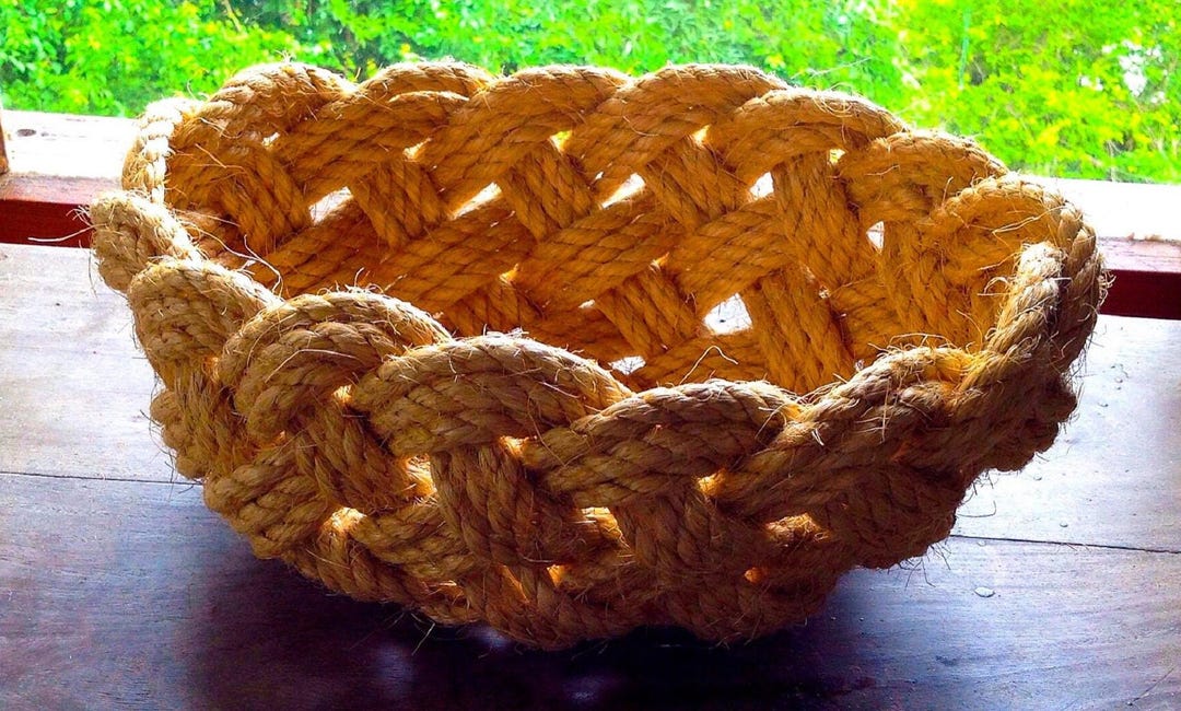 Rustic Rope Baskets Handmade Jute Rope Basket - Rustic Woven Storage Bowl - Etsy
