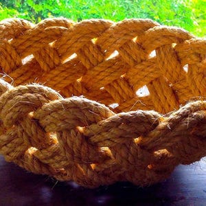 Handmade Jute Rope Basket - Rustic Woven Storage Bowl