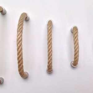 Brass & Jute Rope Drawer Pulls. For Drawers, Doors and Cupboards. Scandinavian Drawer Pulls. Nautical Pulls. Beach Decor. Farmhouse Knobs 2" 50mm