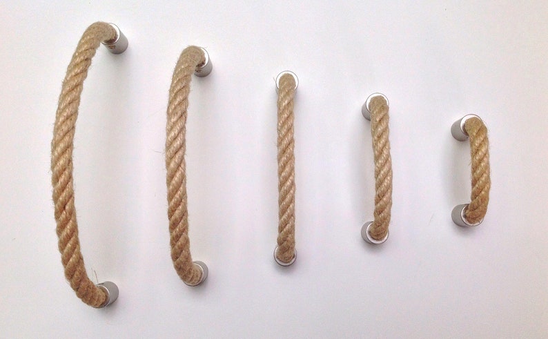 Brass & Jute Rope Drawer Pulls. For Drawers, Doors and Cupboards. Scandinavian Drawer Pulls. Nautical Pulls. Beach Decor. Farmhouse Knobs 2" 50mm