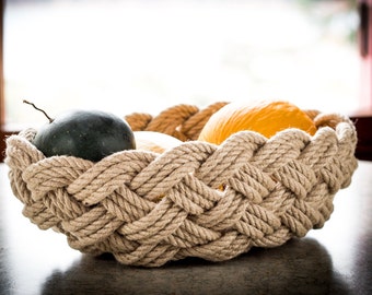 Nautical Knot Rope Bowl 14.5" x 10.5" Rope Decorative Basket - Handmade Nautical Decor - Mother's Day Gift Basket - Valentine's Day Gifts -