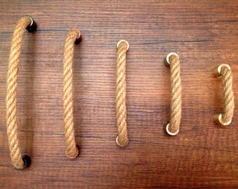 Brass & Rope Knot Drawer Pulls - For Drawers and Cabinets, Handmade, Scandinavian Style - Perfect For Beach House or Farmhouse Decor Pulls.