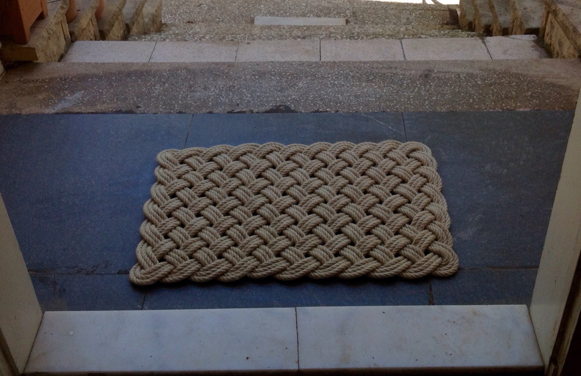 Handmade Decorative Jute Rope Doormat Nautical Bathroom Mat Etsy