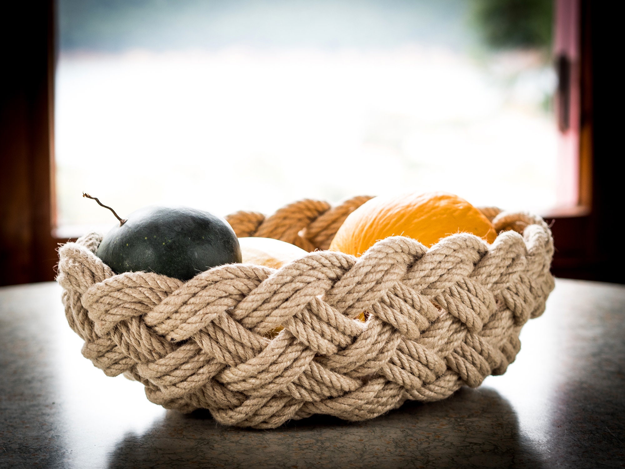 Rope Bowl Large White Cotton Rope Nautical Decor Kitchen Table