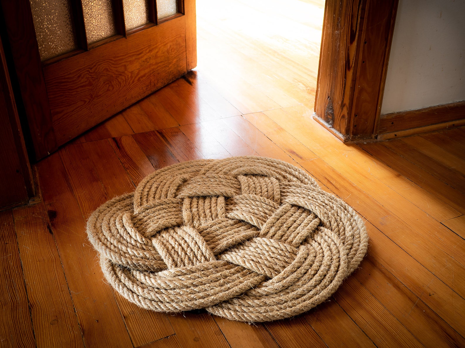 Handmade Circular Sisal Hemp Mat Small Water & Moisture Etsy