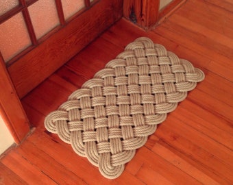 Handmade Welcome Doormat 27" x 15" Traditional Sailor Knot Jute Rope Mat - Nautical Rope Doormat - Beach House Doormat - Farmhouse Doormat -