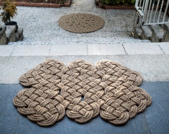 Handmade Unique Butterfly Knot Doormat 28" x 20" Traditional Sailor Knot Arts - Jute Rope Rug - Nautical Mat - Hand woven by Knottingshop -