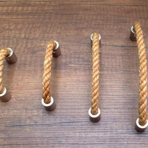 Moisture Resistant Rope Drawer Pulls | Nautical Decor for Boats & Beach Houses | Premium Brass Furniture Hardware. Sisal Rope Drawer Pulls