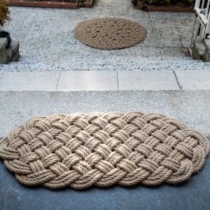 Handgemachte Fußmatte aus Jute-Seil: 80 x 33 cm im maritimen Stil