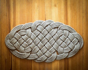 Nautical Rope Doormat - Handwoven Braided Rug - Coastal Decor