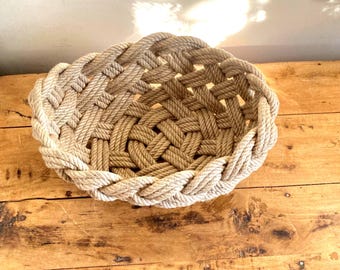 Handwoven Nautical Jute Rope Basket: Beach House Decor