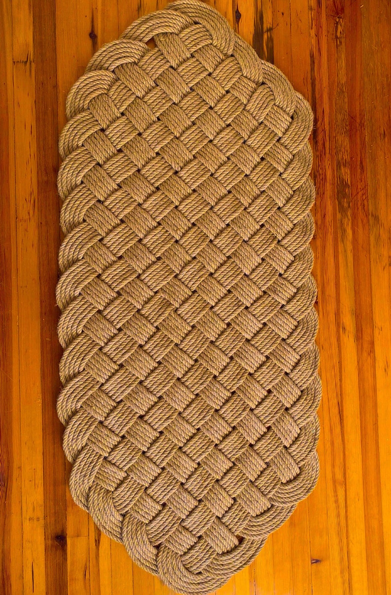 Textured Rope Carpet Handmade Nautical Rope Doormat - Woven Sailor Knot Rug - Coastal Home ...