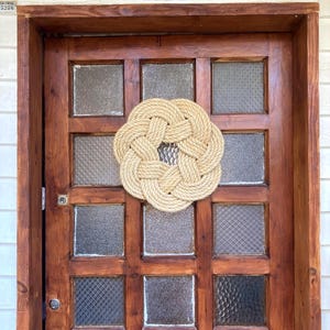 Handmade Nautical Knot Wreath: Sisal Hemp Rope, Water Resistant 18&quot;