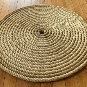 Flemish Coil Mat 28&quot; Handmade Traditional Nautical Spiral Mat - Washable Sisal Hemp Rope Rug - Decorative Beach House - Doormat Personalized