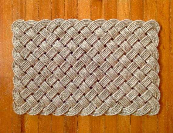 Handmade Thin Rope Doormat: 29"x18" Traditional Hand-Woven Jute Mat | Slim 6mm Rope Nautical Decor.