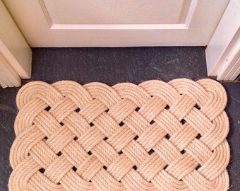 Nautical Welcome Doormat 31" x 17" Indoor or Outdoor Doormat - Washable Sisal Hemp Rope Mat - Handmade Unique Doormat - Beach House Mat