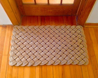 Handmade Nautical Rope Doormat - Woven Entryway Rug - Coastal Decor