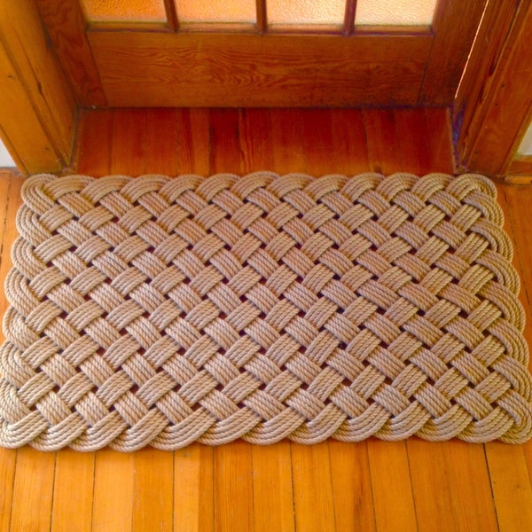 Handmade 35" x 21" Welcome Doormat - Traditional Sailor Knot Arts - Nautical Rope Doormat - Beach House Doormat - Farmhouse Doormat -