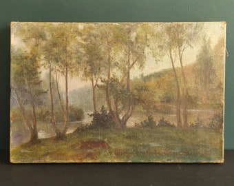 Peinture à l'huile française ancienne, signée A. Le Creurer, 1906
