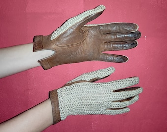 French vintage driver gloves, in brown leather