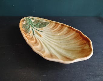 Vintage französische Majolika Seifenschale muschelförmig