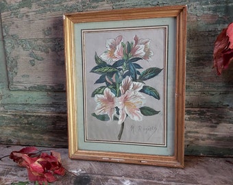 Rare Vintage French Oil Painting of Flowers, Signed by M. Regissé