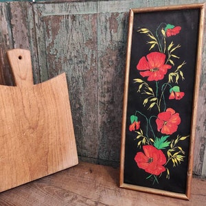 Bunte Vintage orientalische Malerei auf Seide, mit Mohnblumen