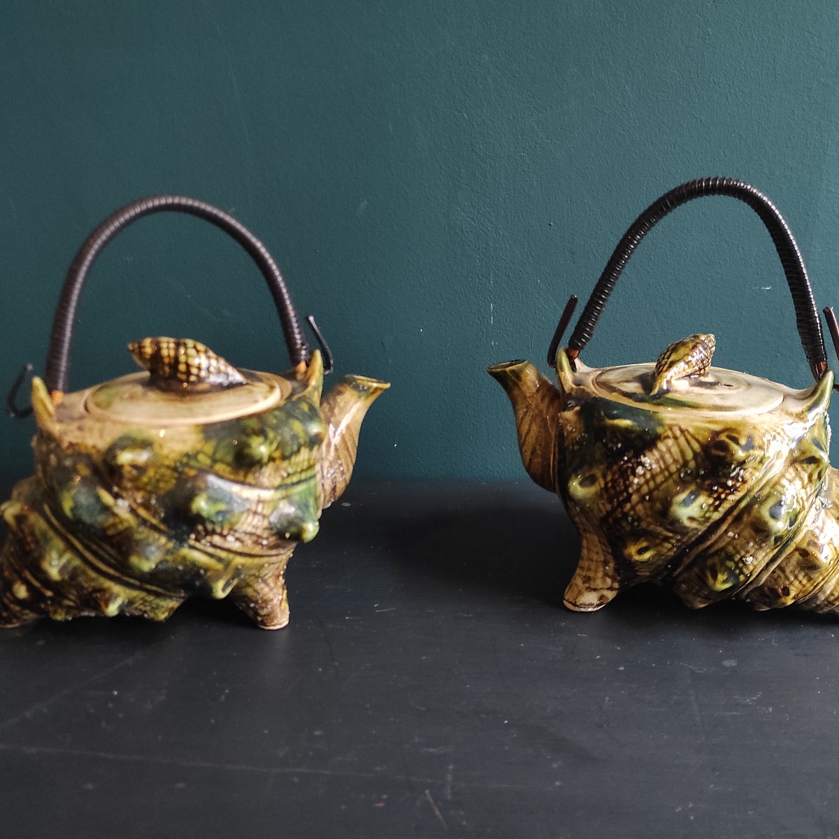 French Vintage Tea Set for Two in Majolica, With Maritime Inspiration - Etsy