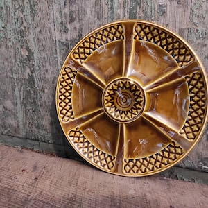 Art Deco Französische Majolika Austern Platte aus Sarreguemines