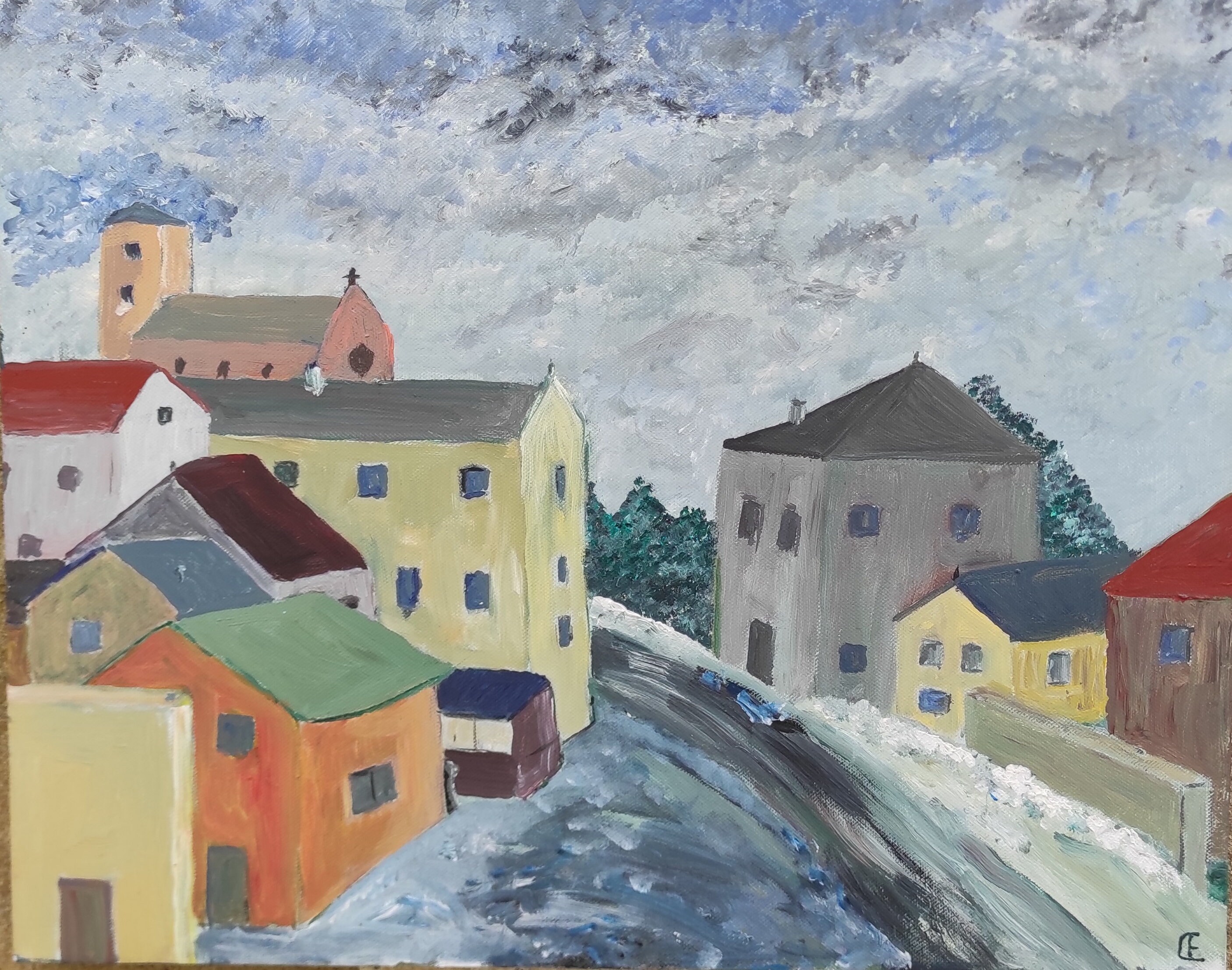 フランスのヴィンテージ油絵、CEのサイン入り - Etsy 日本