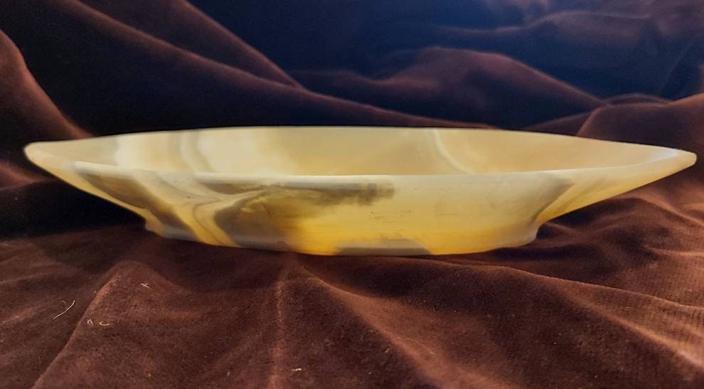 Français Vintage Jaune Onix Vide Poche, Snack Plate ou Plateau Décoratif