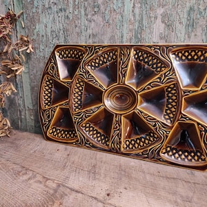 Rare Art Deco French majolica rectangular oyster tray from Sarreguemines