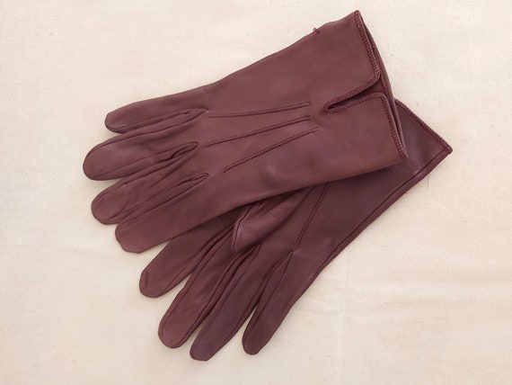dark red leather gloves