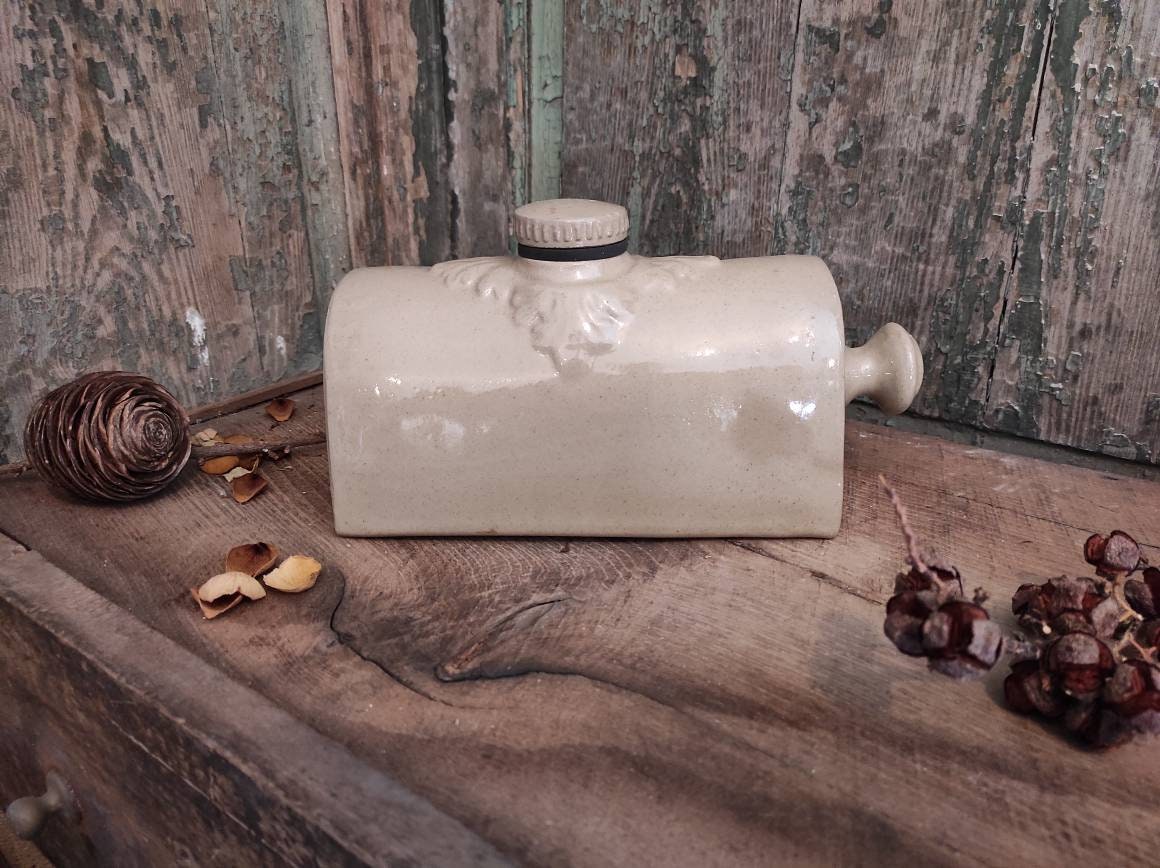 Bouteille Chauffante en Français Faïence Vintage