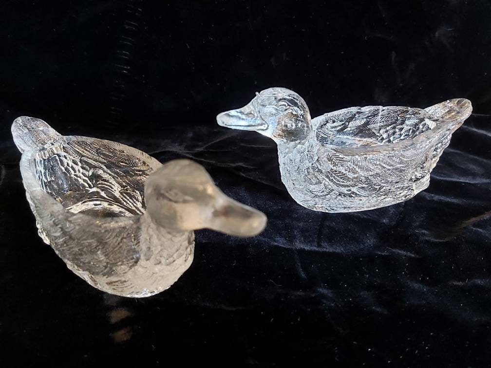 Conteiners Vintage Français Verre Poivre et Sel, en Forme de Canard