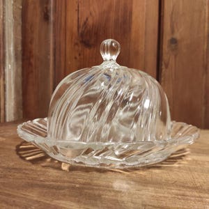French vintage glass cheese dish