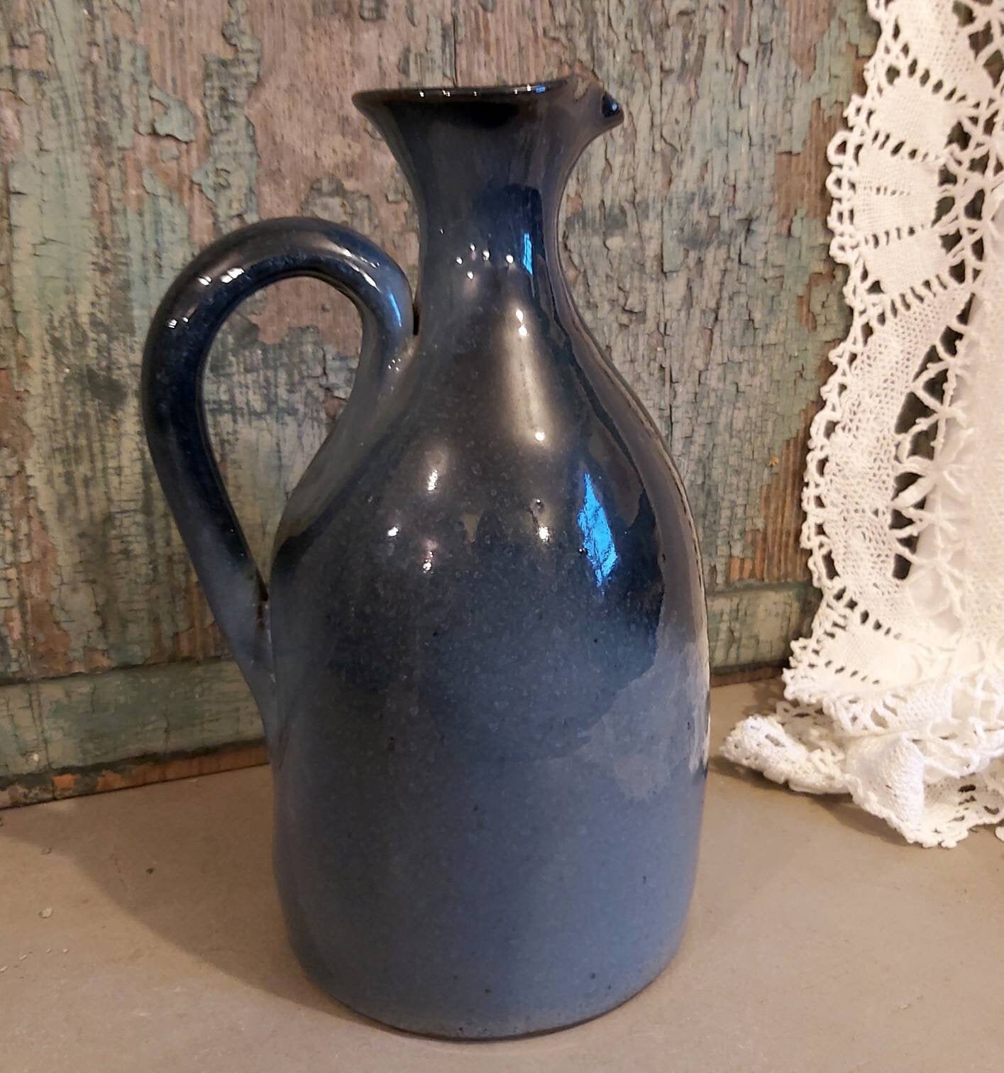 Belle Carafe Français Vintage, Vitrée Dans Différents Bleus