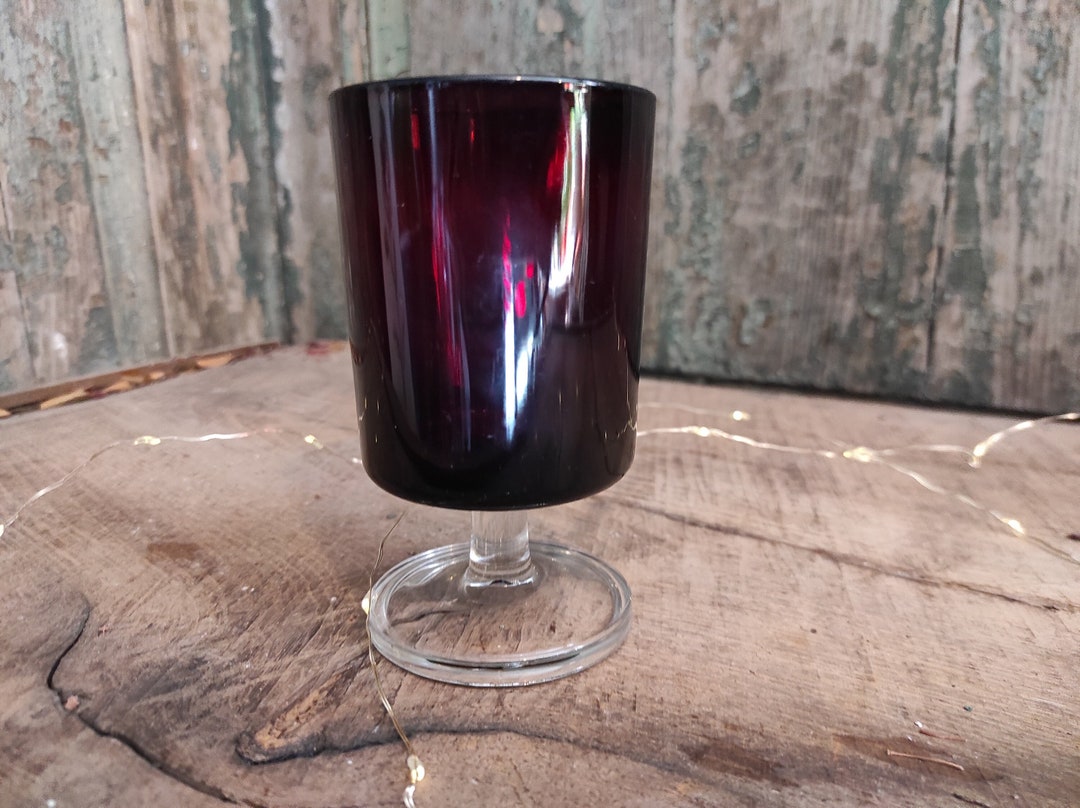 Vintage French Water Glass From Luminarc, in Ruby Red Etsy