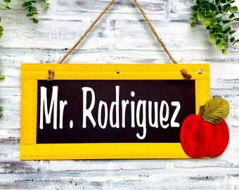 Chalkboard, Chalkboard Sign, Guy Teacher Gift, Male Teacher Gift, Teacher Sign, Classroom Decor, Teacher Name, Teacher Sign for Door Desk