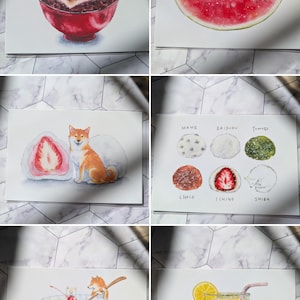 Novos cartões postais horizontais de lanche Shiba Inu do Japão 6"x4"