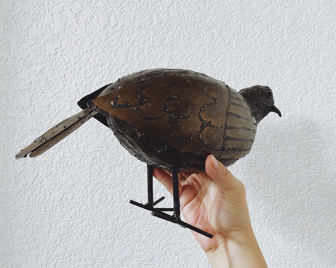 Vintage Metal Arts Quail Statue Handcrafted Rustic Style Etsy