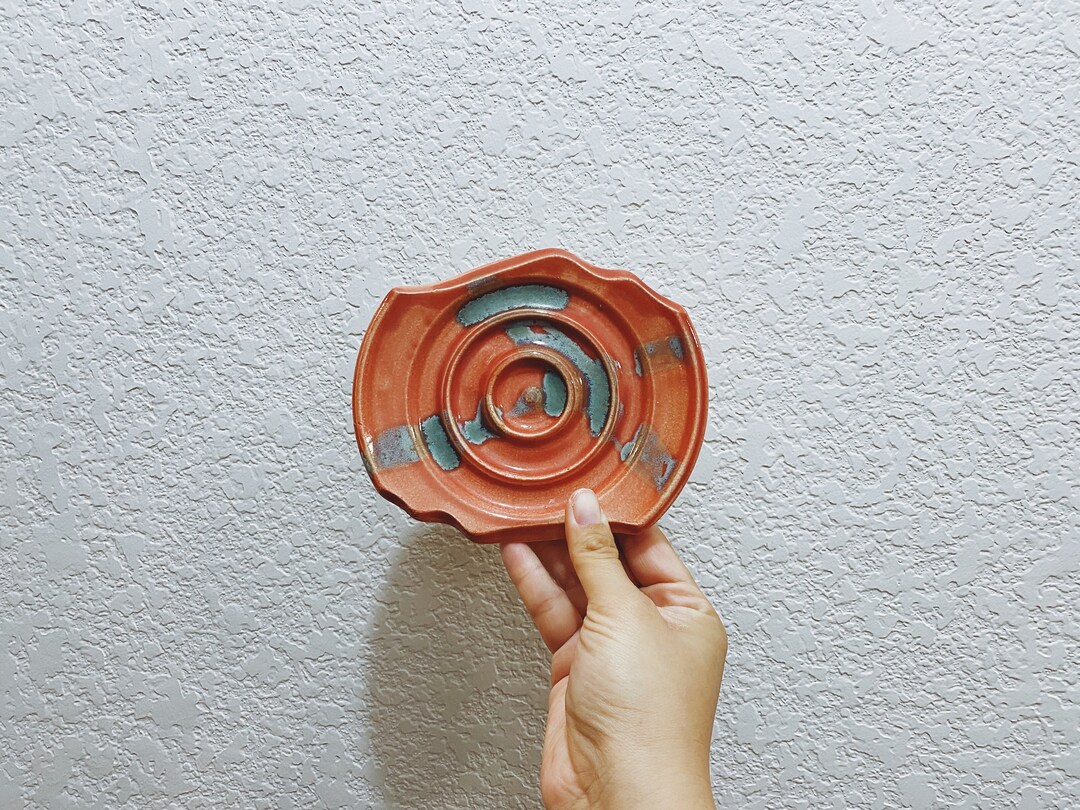 Vintage Abstract Red Pottery Clay Art Spoon/ladle Rest Signed Etsy