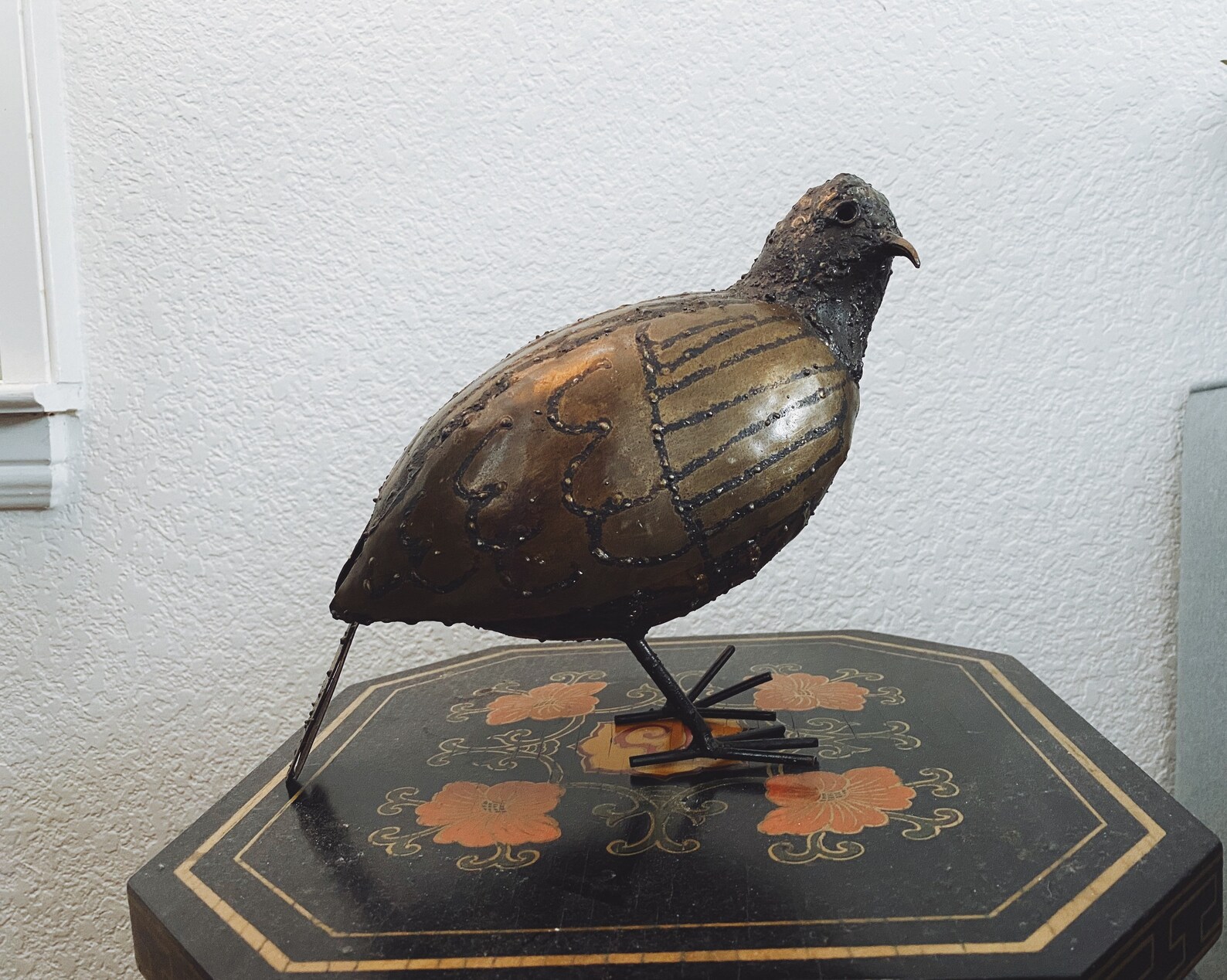 Vintage Metal Arts Quail Statue Handcrafted Rustic Style Etsy