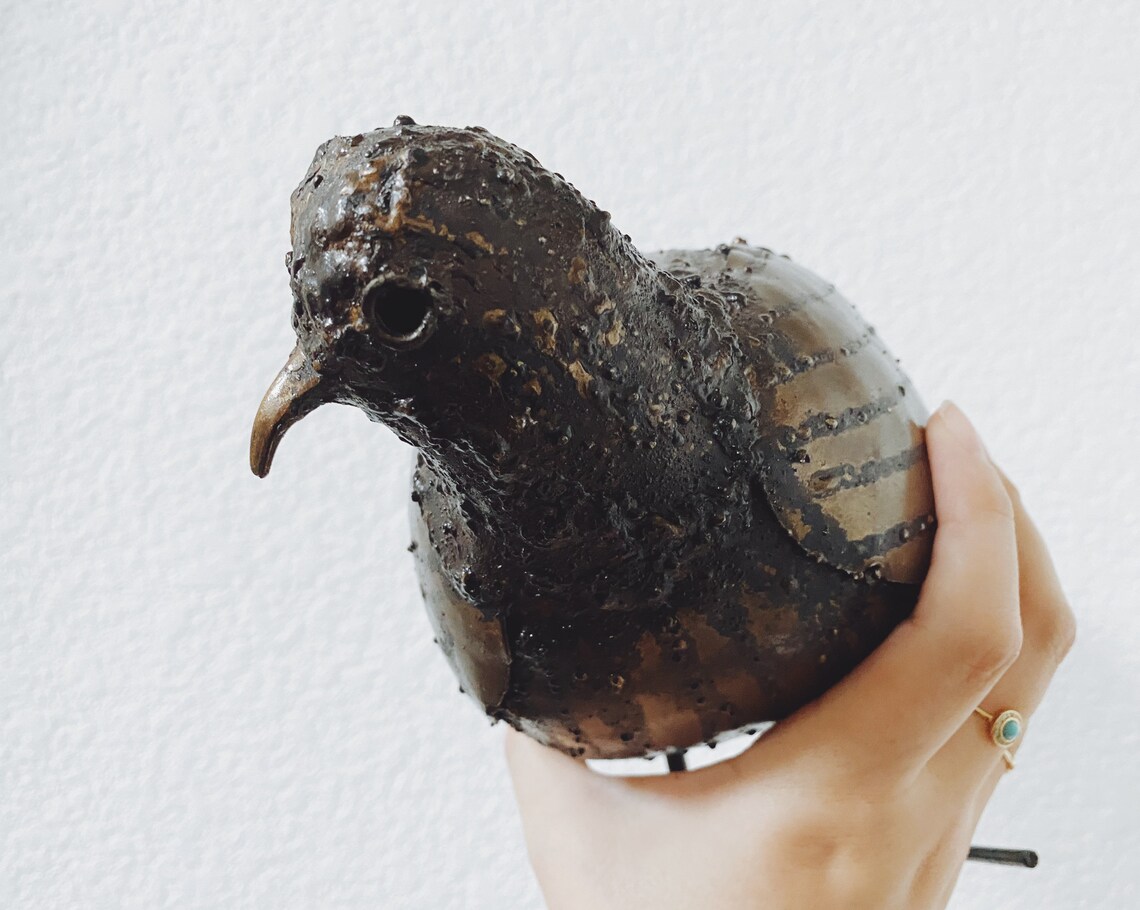 Vintage Metal Arts Quail Statue Handcrafted Rustic Style Etsy
